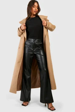 Pantalon flare taille haute synthétique