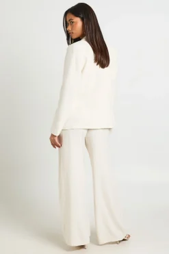 boohoo Pantalon Fluide Tailleur À Jambes Larges Aspect Lin Chiné<Femme Pantalons|Tailleurs