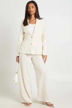 boohoo Pantalon Fluide Tailleur À Jambes Larges Aspect Lin Chiné<Femme Pantalons|Tailleurs