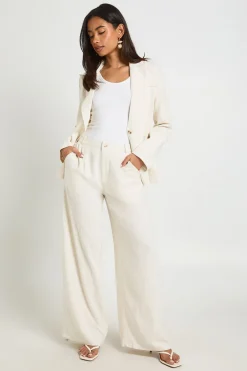 boohoo Pantalon Fluide Tailleur À Jambes Larges Aspect Lin Chiné<Femme Pantalons|Tailleurs