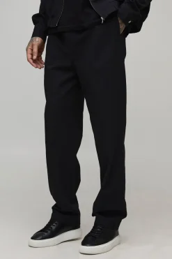 Pantalon Fuselé Taille Haute à Cordon en Seersucker Tissé Texturé