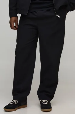 boohooMAN Pantalon Fuselé à Taille Élastique en Seersucker Tissé Texturé Plus<Homme Tout Afficher|Pantalons Grande Taille