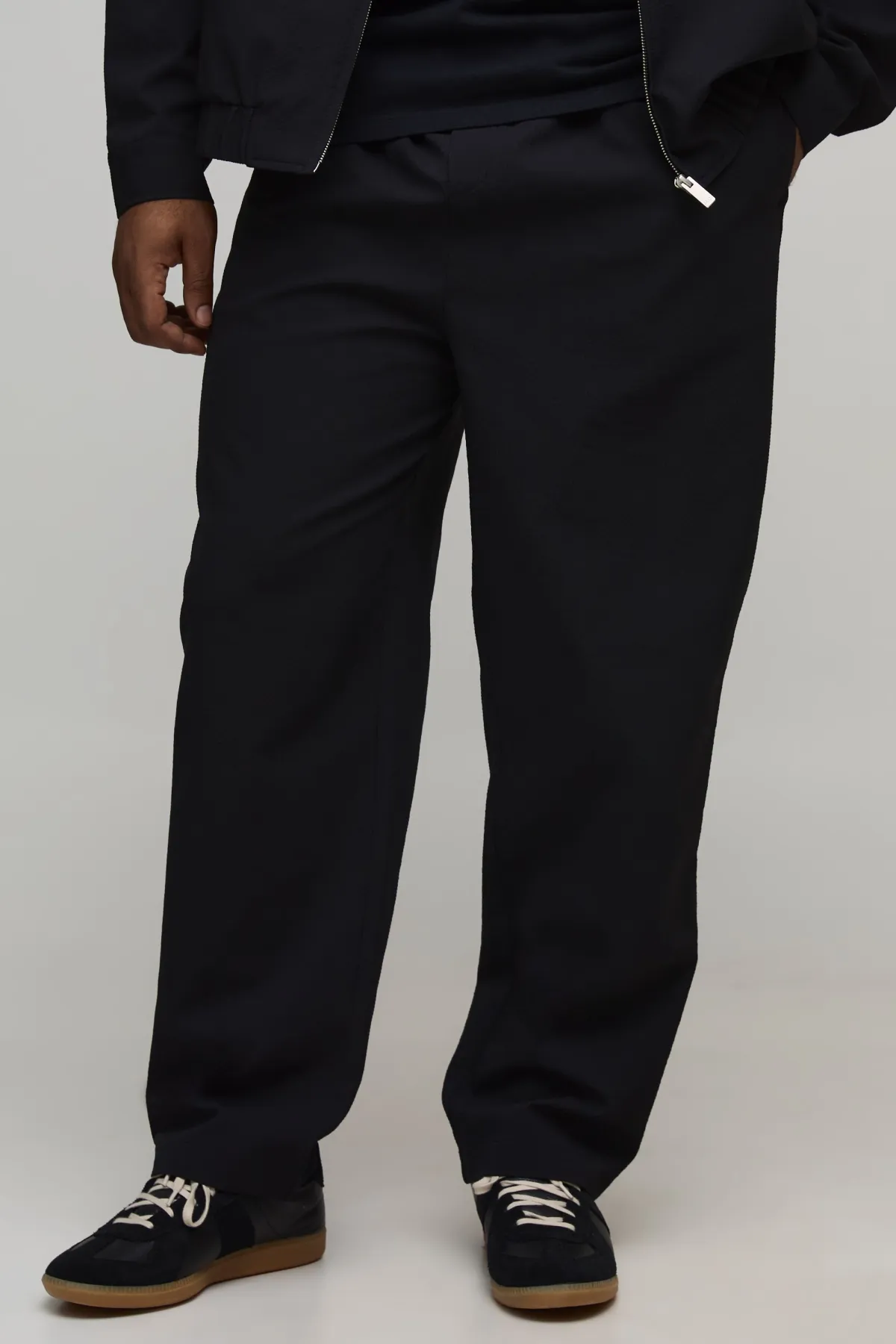 boohooMAN Pantalon Fuselé à Taille Élastique en Seersucker Tissé Texturé Plus<Homme Tout Afficher|Pantalons Grande Taille