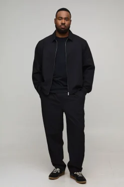 boohooMAN Pantalon Fuselé à Taille Élastique en Seersucker Tissé Texturé Plus<Homme Tout Afficher|Pantalons Grande Taille