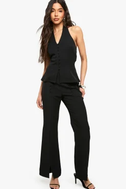 Pantalon Fuselé Évasé à Détail Bouton