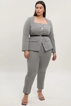 Pantalon Grande Taille Ajusté Chiné Coupe Slim