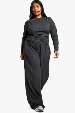 PANTALON GRANDE TAILLE À CORDON TEXTURÉ