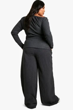PANTALON GRANDE TAILLE À CORDON TEXTURÉ