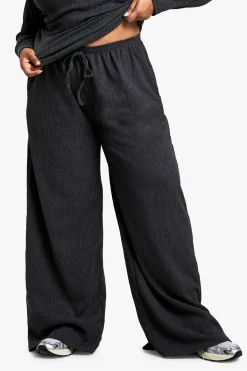 PANTALON GRANDE TAILLE À CORDON TEXTURÉ