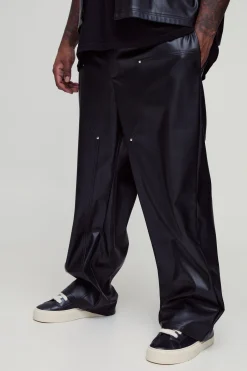 boohooMAN Pantalon Grande Taille Coupe Décontractée Ceinture Fixe avec Empiècements Ouvrier synthétique<Homme Tout Afficher|Pantalons Grande Taille