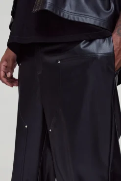 boohooMAN Pantalon Grande Taille Coupe Décontractée Ceinture Fixe avec Empiècements Ouvrier synthétique<Homme Tout Afficher|Pantalons Grande Taille