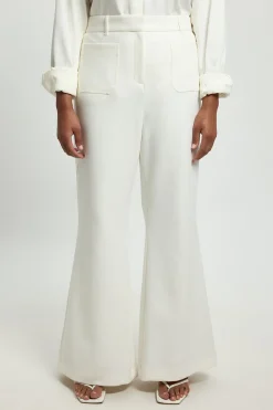 Pantalon Grande Taille Droit Compact Stretch À Poches