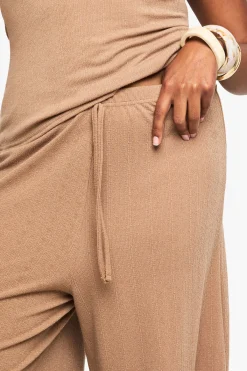boohoo Pantalon grande taille en côtes Ripple avec cordon de serrage<Femme Pantalons