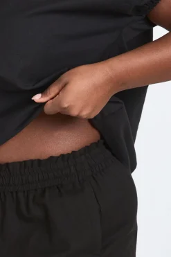 Pantalon Grande Taille En Lin À Taille Élastiquée Et Jambes Larges