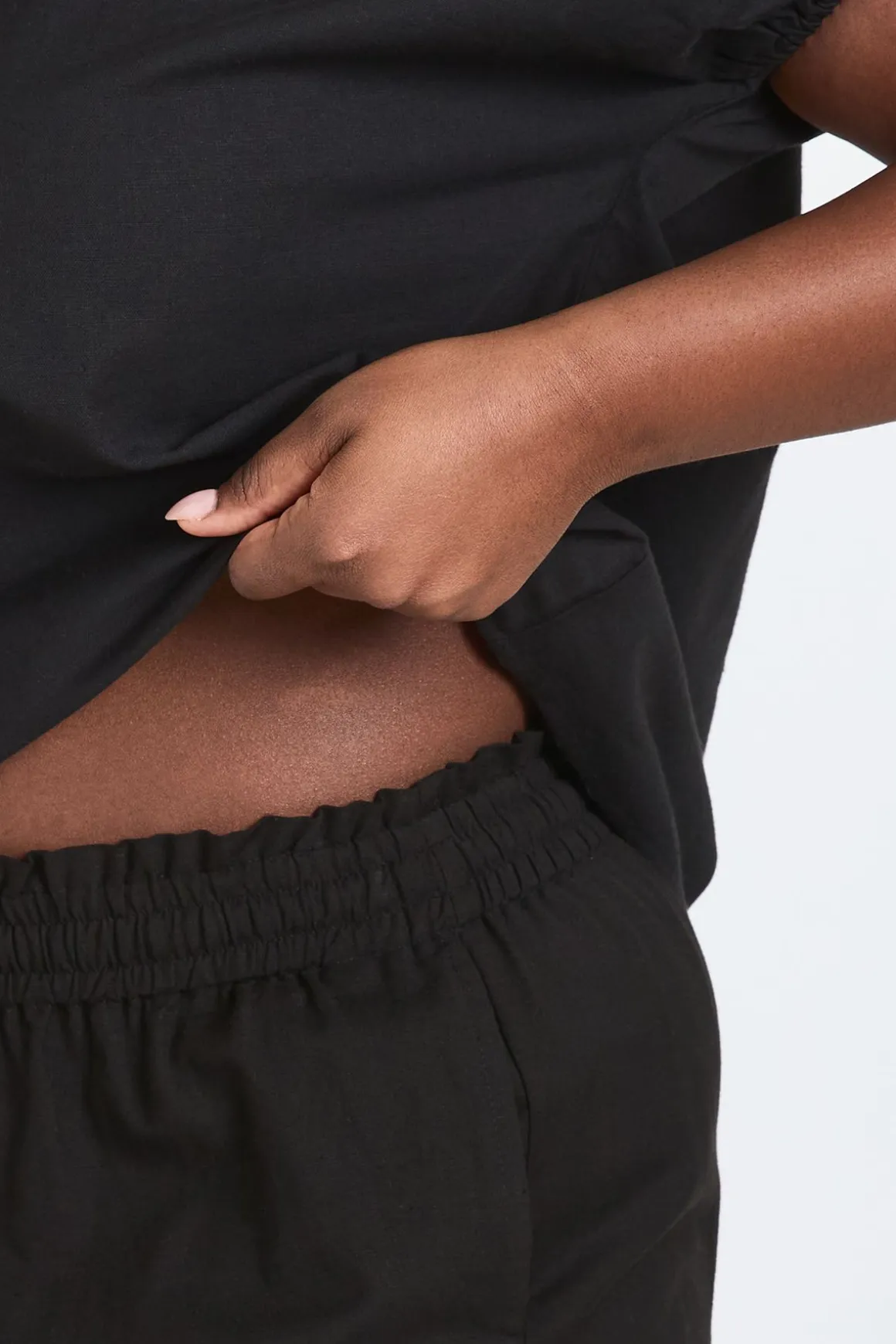 Pantalon Grande Taille En Lin À Taille Élastiquée Et Jambes Larges