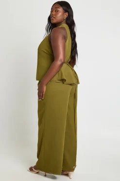 boohoo Pantalon Grande Taille En Mousseline Taille Mi-haute Coupe Évasée<Femme Pantalons