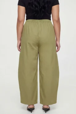 Pantalon Grande Taille En Popeline À Taille Élastiquée Et Coupe Barrel