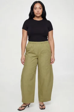 Pantalon Grande Taille En Popeline À Taille Élastiquée Et Coupe Barrel