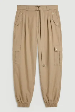Pantalon Grande Taille En Sergé De Cupro Style Utilitaire