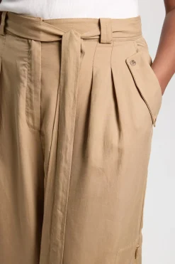 Pantalon Grande Taille En Sergé De Cupro Style Utilitaire