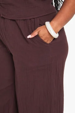 Pantalon grande taille en étamine à taille élastiquée