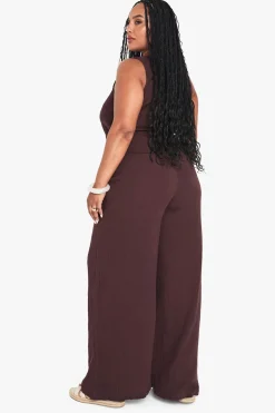 Pantalon grande taille en étamine à taille élastiquée
