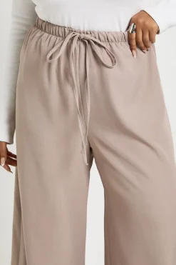 Pantalon Grande Taille à Jambes Larges avec Taille Élastique et Cordon de Serrage