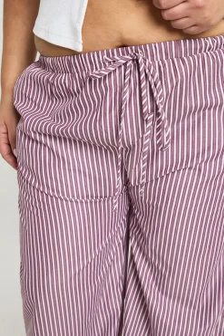 boohoo Pantalon Grande Taille À Jambes Larges Avec Taille Élastiquée Et Rayures Tissées<Femme Pantalons