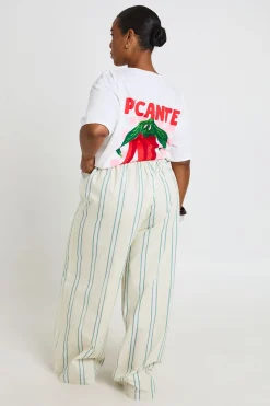 Pantalon Grande Taille À Jambes Larges Rayé