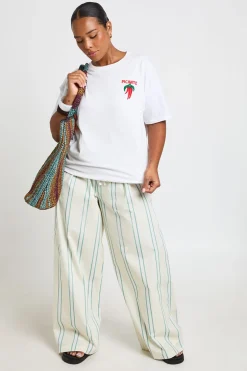 Pantalon Grande Taille À Jambes Larges Rayé