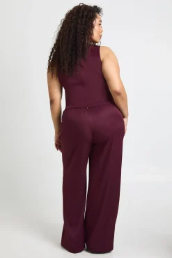 Pantalon Grande Taille à Jambes Larges avec Plis Devant