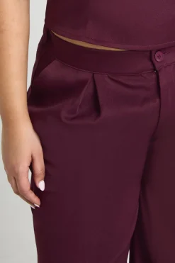 Pantalon Grande Taille à Jambes Larges avec Plis Devant