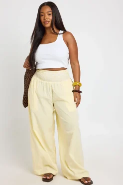 Pantalon Grande Taille À Jambes Larges Rayé Avec Taille Froncée