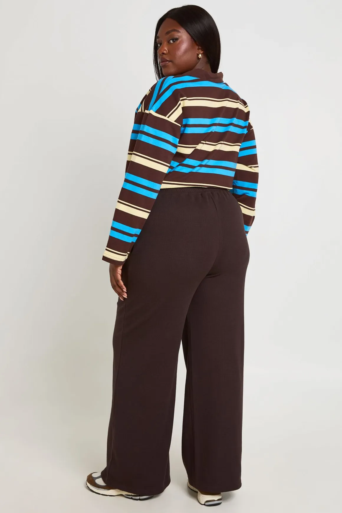 Pantalon Grande Taille Jambe Droite Gaufré