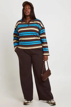 Pantalon Grande Taille Jambe Droite Gaufré