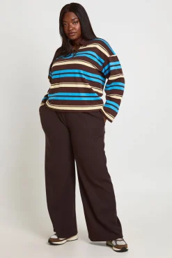 Pantalon Grande Taille Jambe Droite Gaufré