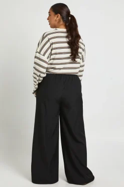 Pantalon Grande Taille À Jambes Larges En Tissu Tissé Avec Taille Élastique Et Cordon De Serrage
