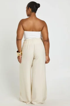 boohoo Pantalon Grande Taille À Jambes Larges Effet Lin<Femme Pantalons