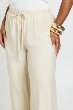boohoo Pantalon Grande Taille À Jambes Larges Effet Lin<Femme Pantalons