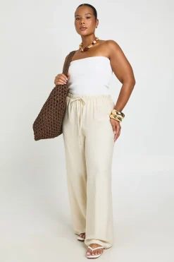 boohoo Pantalon Grande Taille À Jambes Larges Effet Lin<Femme Pantalons
