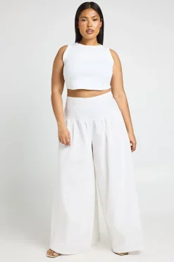 Pantalon Grande Taille À Jambes Ultra Larges Effet Lin