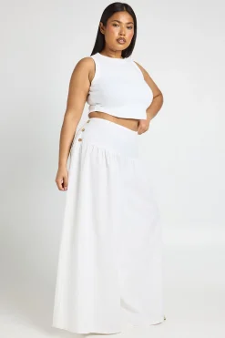 Pantalon Grande Taille À Jambes Ultra Larges Effet Lin