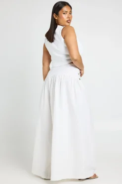 Pantalon Grande Taille À Jambes Ultra Larges Effet Lin