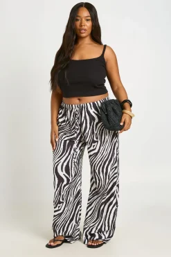 Pantalon Grande Taille À Jambes Larges En Jersey Texturé Imprimé Zèbre