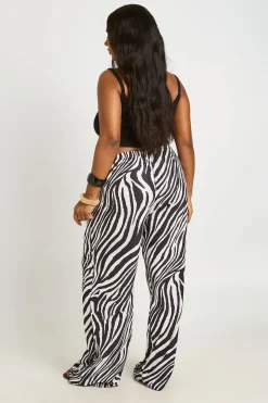Pantalon Grande Taille À Jambes Larges En Jersey Texturé Imprimé Zèbre