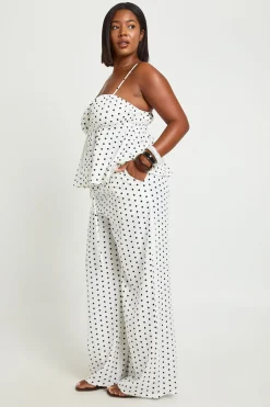 Pantalon Grande Taille À Jambes Larges À Pois