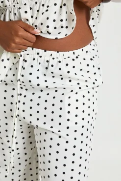 Pantalon Grande Taille À Jambes Larges À Pois