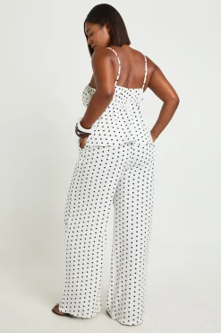 Pantalon Grande Taille À Jambes Larges À Pois
