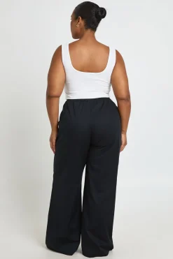 Pantalon Grande Taille À Jambes Larges Avec Taille Élastiquée