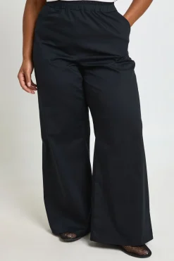 Pantalon Grande Taille À Jambes Larges Avec Taille Élastiquée